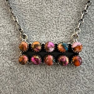 ❤️ Pink Dream Dahlia Kingman Turquoise 20” Southwestern Bar Necklace 15.9 gms